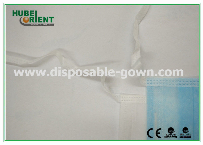 White Disposable Mouth Mask / Face Mask Surgical Disposable 3 Ply With Tie On