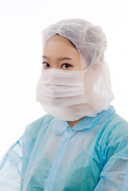 Disposable Use Soft Non-Woven Polypropylene Astronaut Cap With Face Mask